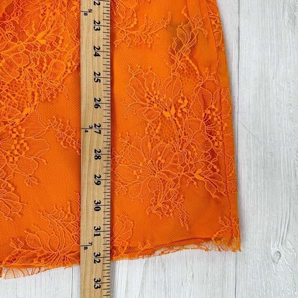 Michael Costello X Revolve Lace Mini Dress Women Size Large‎ Orange Sleeveless - Picture 13 of 14